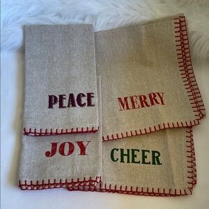 Home wear. “Merry,Peace,Joy,Cheer” Set of 20 napkins 18in X 18in  Brand New.